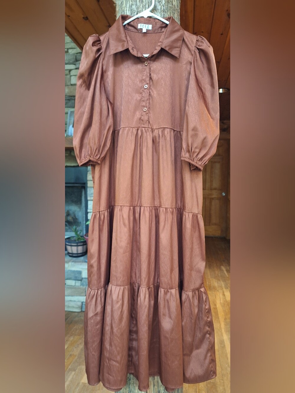 TCEC Tiered Maxi Dress in Brown Sz Med